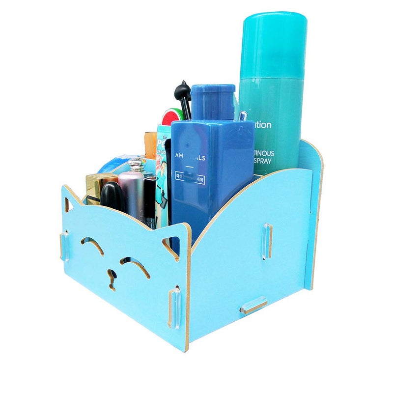 Artkingdome DIY Artwork Cat Folding Collection Pen Pencil Holder Cosmetic Organizer Desk Storage Sorter Blue - Image 3